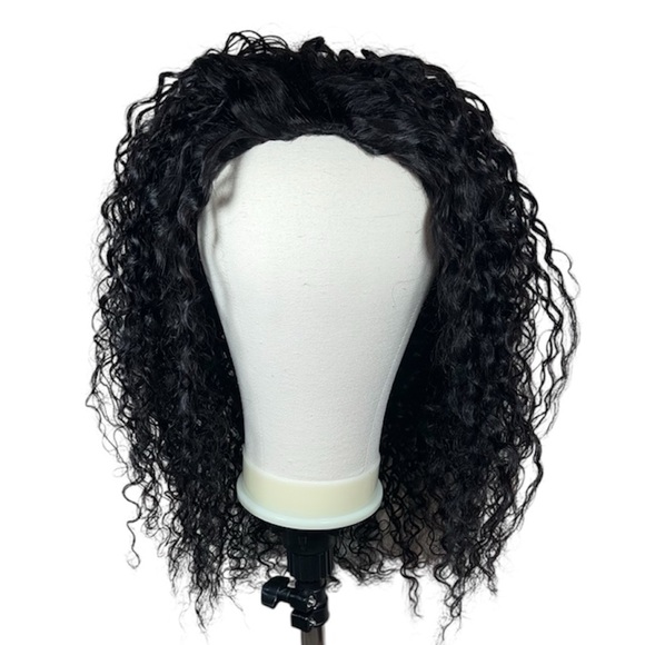 Natural Black Water Wave Glueless 20 Inch Half Wig